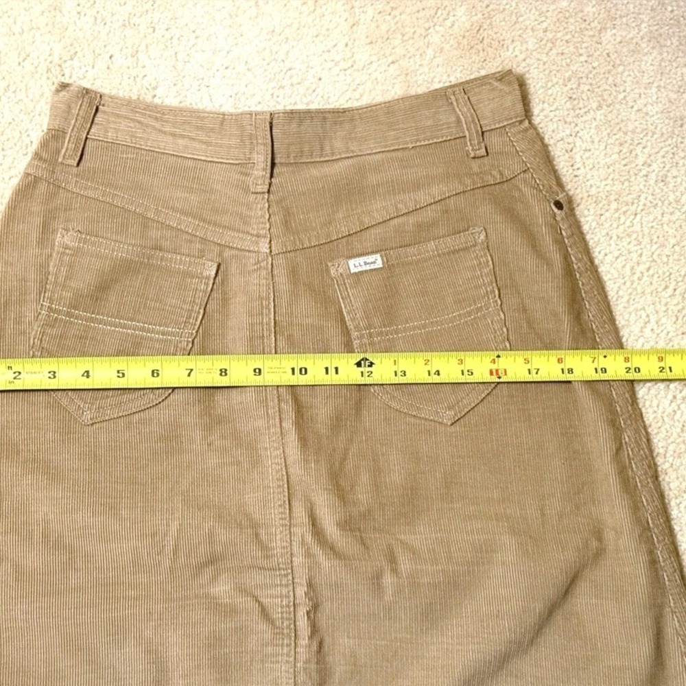 Vintage L.L. Bean Corduroy‎ Midi Skirt Tan Khaki High Waisted A-Line Size 12 USA - Picture 8 of 12